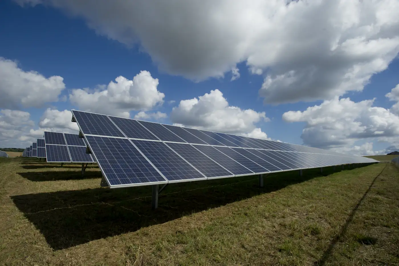 Solar panels in a field